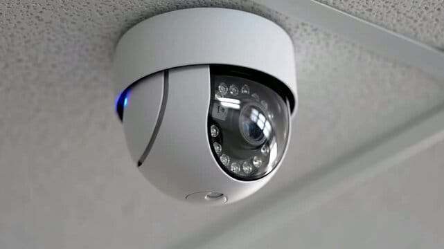 Caméra de vidéosurveillance dôme fixée au plafond pour la surveillance intérieure